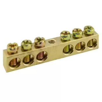 Шина PEN TS-0609C 6х9 6 отверстий крепление по центру Энергия - Электрика, НВА - Щитки и аксессуары для монтажа - Шины нулевые - . Магазин оборудования для автономного и резервного электропитания Ekosolar.ru в Минусинске
