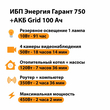 ИБП для котла Энергия Гарант 750 + Аккумулятор Grid 100 Ah 12 v (450Вт - 122мин) - ИБП и АКБ - ИБП для котлов - . Магазин оборудования для автономного и резервного электропитания Ekosolar.ru в Минусинске