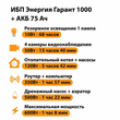 ИБП для котла Энергия Гарант 1000 + Аккумулятор 75 Ач 12 В (600Вт - 68мин) - ИБП и АКБ - ИБП для котлов - . Магазин оборудования для автономного и резервного электропитания Ekosolar.ru в Минусинске