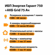 ИБП для котла Энергия Гарант 750 + Аккумулятор Grid 75 Ah 12 v (450Вт - 91мин) - ИБП и АКБ - ИБП для котлов - . Магазин оборудования для автономного и резервного электропитания Ekosolar.ru в Минусинске