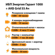 ИБП для котла Энергия Гарант 1000 + Аккумулятор Grid 55 Ah 12 v (600Вт - 50мин) - ИБП и АКБ - ИБП для котлов - . Магазин оборудования для автономного и резервного электропитания Ekosolar.ru в Минусинске